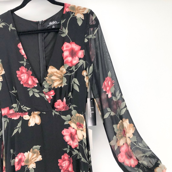 Lulus - Black Floral Print Maxi Dress NWT - Picture 2 of 4
